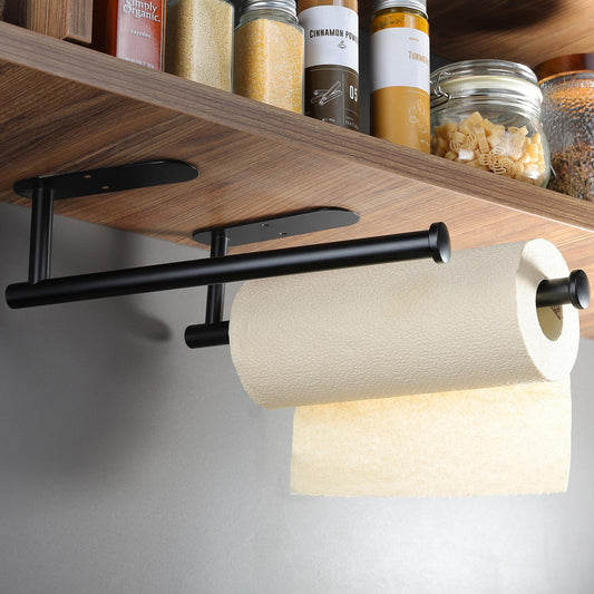 KEGII 2-piece kitchen roll holder without drilling - stainless steel paper towel holder black roll holder for kitchen.