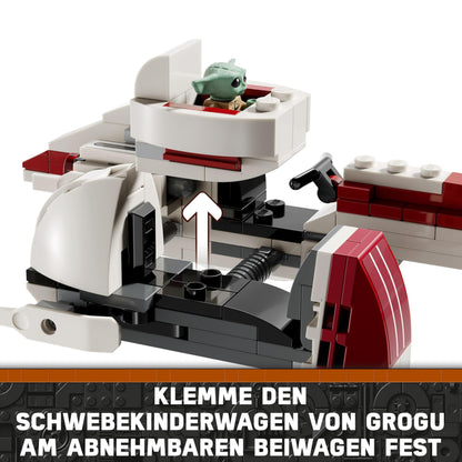 LEGO Star Wars Escape with the BARC Speeder, The Mandalorian Set, toy bike with sidecar, includes characters Kelleran Beq and Grogu, gift for boys and girls aged 8 and up 75378