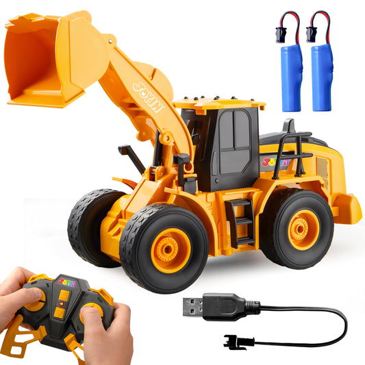 JOYIN Remote Control RC Excavator Tractor Truck with Light and Sound 2.4G Front Loader Construction Toy Birthday Gift for Boys 6 7 8 9 10 11 years