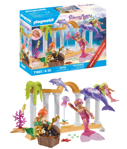 PLAYMOBIL | Promo Pack | Mermaid Treasure with Dolphins | Toy for ages 4+ | Gift for kids | Magical underwater adventure with figures | 71861