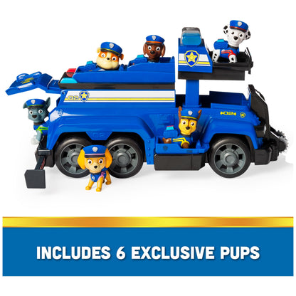PAW PATROL Team Cruiser, a big vehicle featuring exclusive Chase, Marshall, Skye, Rubble, Rocky & Zuma action figures. Toys for boys & girls ages 3+.