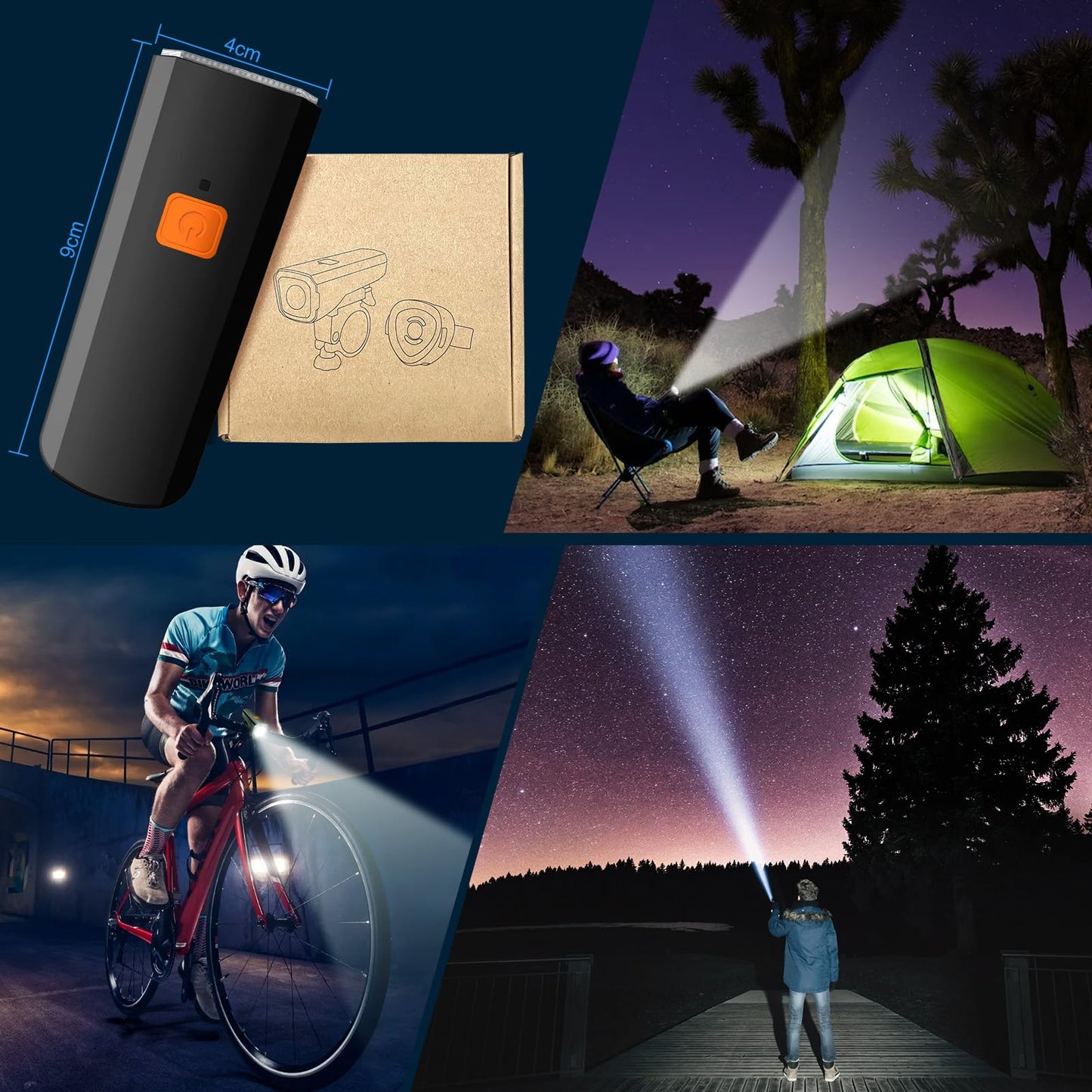 Bike light LED set bicycle lighting USB rechargeable bike lamp IPX5 waterproof front light & taillight StVZO approved bike lighting