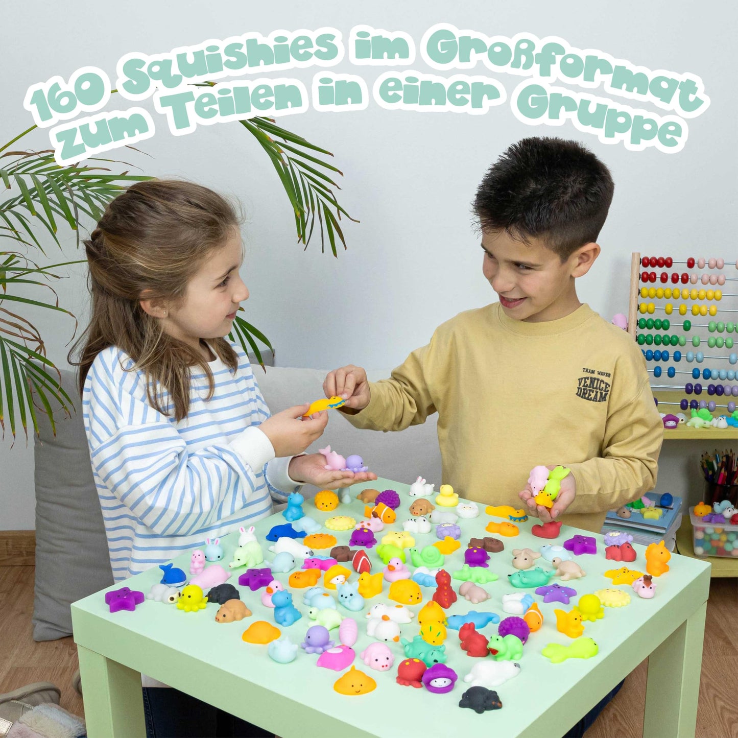 Mochi Squishy Set as party favors for kids' birthday parties: 160 pieces by BONNYCO. Perfect little gifts for children, ideal for party favors, pinata fillers, and back-to-school giveaways.