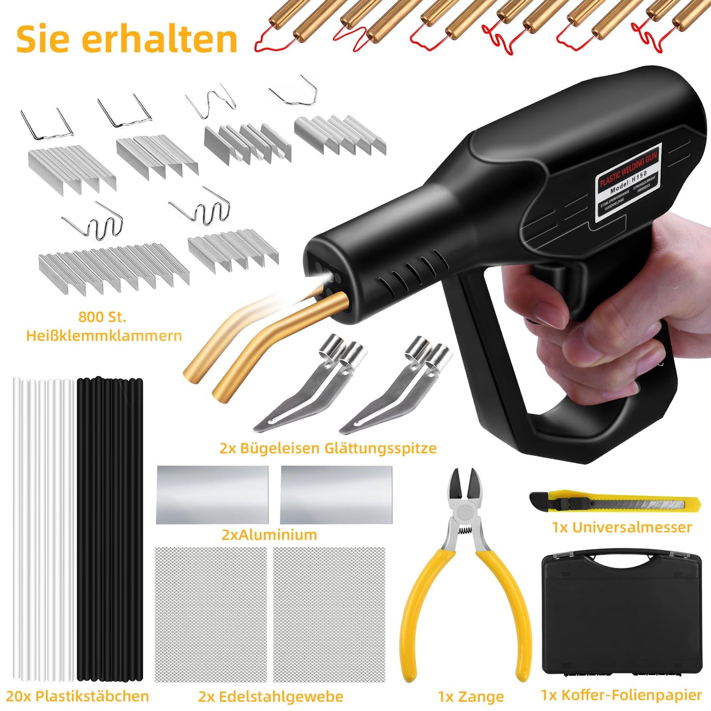 Plastic Welding Machine - 150W Plastic Welding Tool Plastic Repair Kit 821PCS, Plastic Welder, Plastic Welding, Welder for Car Bumpers/Parts/Kayaks/Canoes