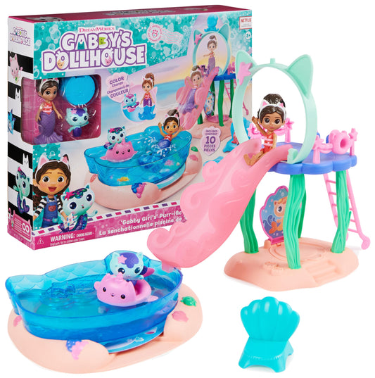 Gabby's Dollhouse, Purrific Pool Party Playset with Gabby and Kitty Fairy Figure & Deluxe Room, Sweet Dreams, Cozy Bedroom with Cuddle Cat