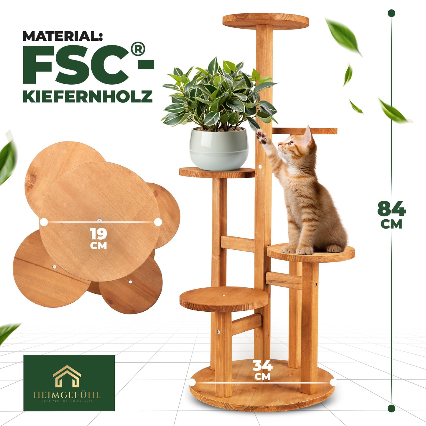 Homely 5-Tier Pine Wood Flower Rack [Multi-level] Plant Stand Indoor Flower Shelf Plant Display Stand Flower Ladder Plant Stairs Flower Bench for Indoor Balcony Garden