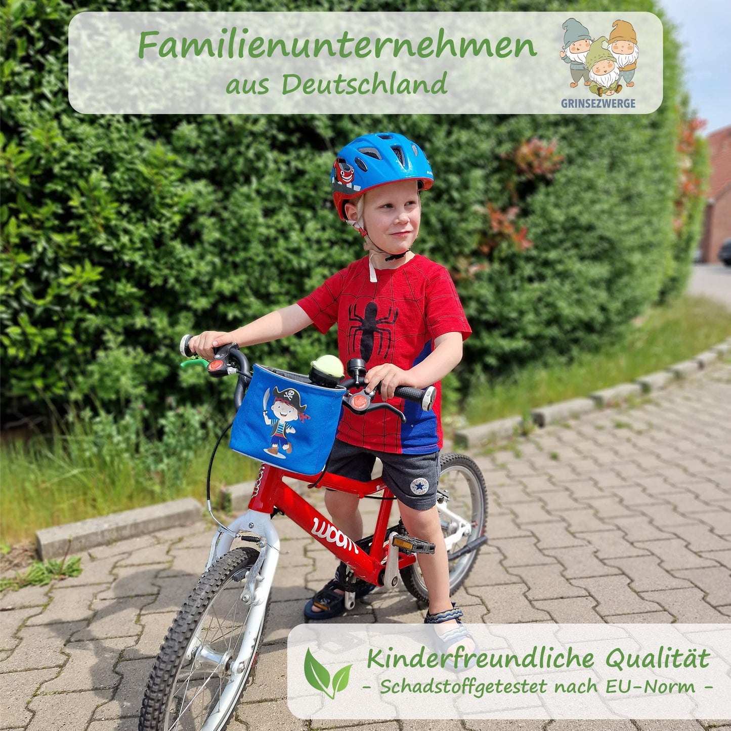 GRINSEZWERGE Kids Handlebar Bag | Balance Bike Handlebar Bag | Bike Handlebar Bag | Bike Basket Bike Bag Balance Bike Bag Handle Basket | Tricycle Scooter Roller Bag Accessory Kids Bike | Ninja