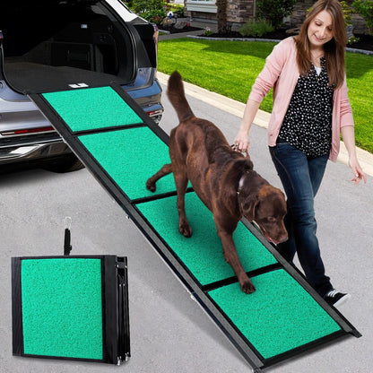 170cm dog ramp, foldable dog ramp for cars with non-slip carpet surface, dog stairs for SUVs, trucks & outdoor stairs, portable & durable dog ramp for large dogs up to 110kg.