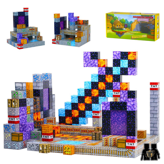 Welmay Magnetic Building Blocks, 100PCS Magnet Blocks for Kids, Montessori Magnetic Toy for Boys and Girls 3 4 5 6+ Years, Creative Magnetic Building Blocks, 2.3CM