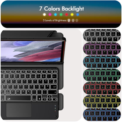 INFILAND for Samsung Galaxy Tab S9 FE+ Plus/S9+ Plus Case with Keyboard, [High-precision Touchpad] 360 Degree Rotatable Stand, German Backlit Bluetooth Samsung Galaxy Tab S9 Plus Keyboard, Black