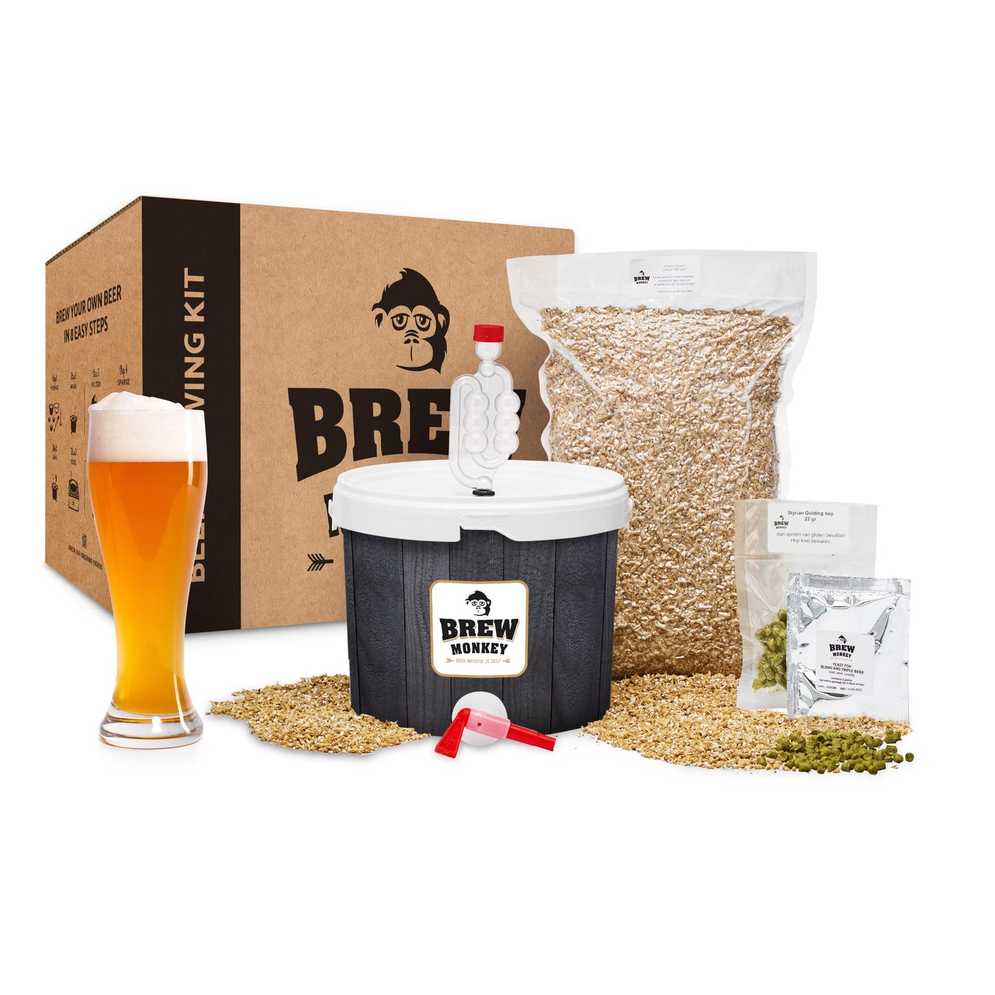 Brew Monkey® beer brewing kit Wheat beer | Basic set 5 liters of beer | 5.7% ABV | Beer brewing kit | Gifts for men | Beer gifts for men | Gifts for dad | Birthday gift for men