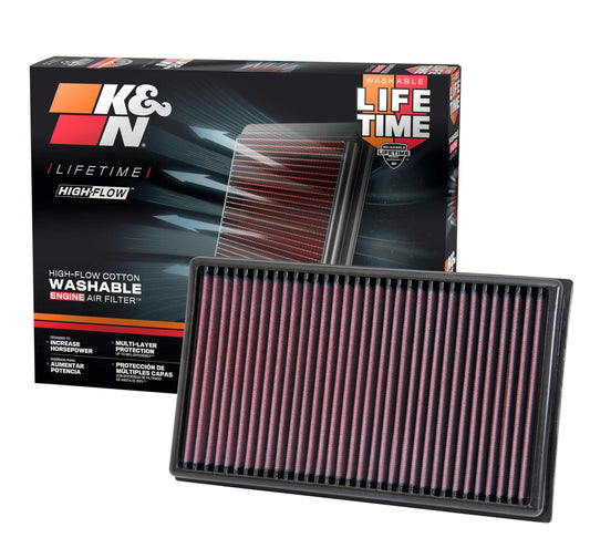 K&N Engine Air Filter 33-3005: High Performance, Washable, Replacement Filter, Increased Power, 2012-2024 (Golf, Tiguan, Passat, Polo, A3, Q2, S3, TT, Ateca, Leon, Laroq, Octavia)