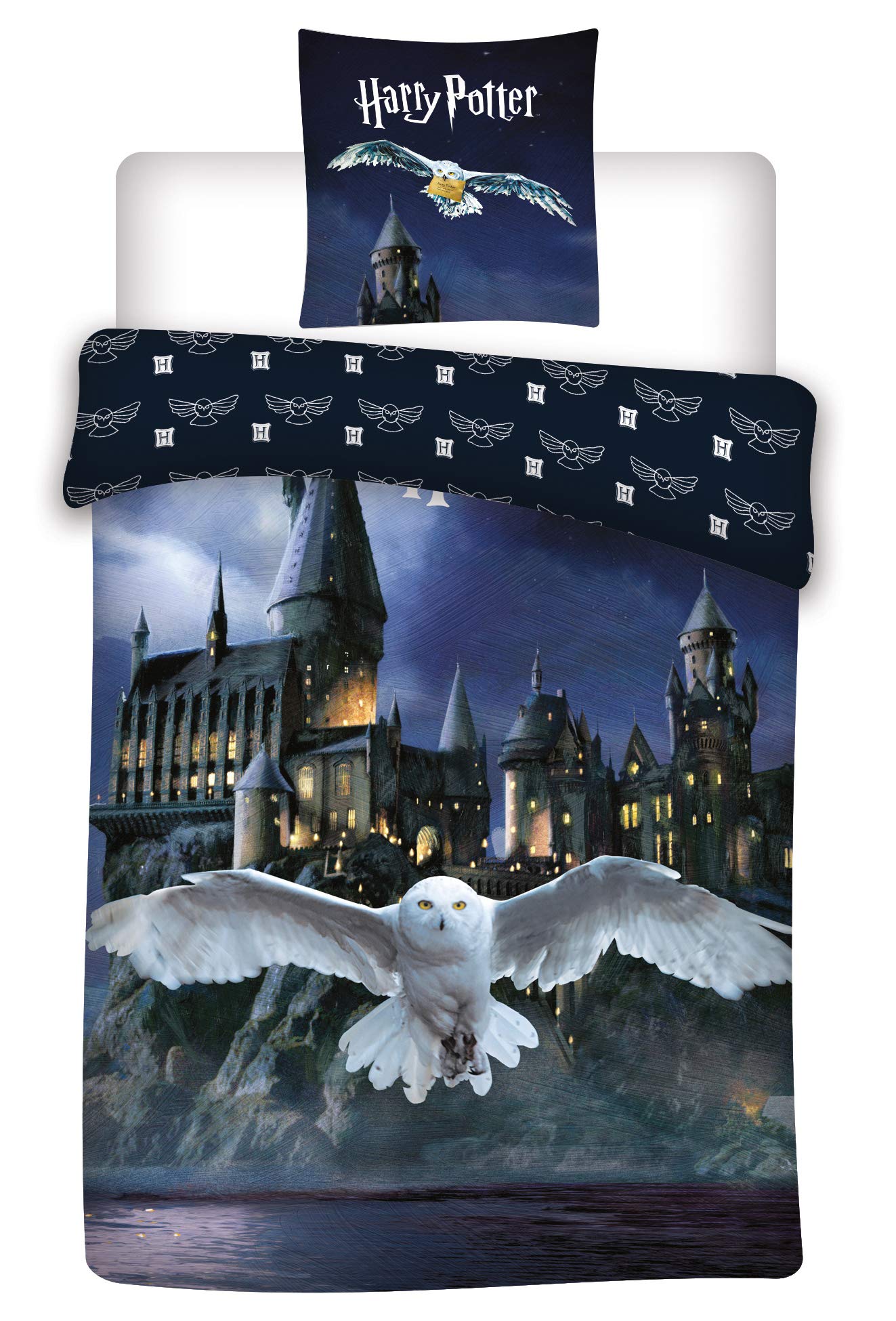 AYMAX S.P.R.L. Reversible Harry Potter bedding set, duvet cover 140 x 200 cm pillowcase, Hogwarts 65 x 65 cm, 100% cotton