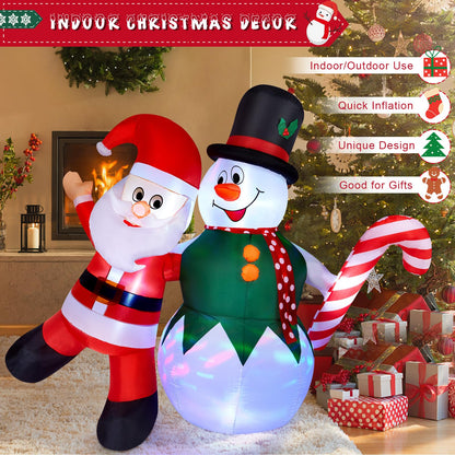 CAMULAND 180CM/6FT Inflatable Christmas Decorations Snowman and Santa Claus with built-in LED lights, Outdoor Christmas Blow up Decoration for yard, garden, and party