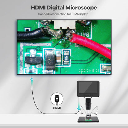 Andonstar AD246S-M HDMI digital microscope with 7-inch screen 2000x, 3 lenses 2160P UHD video recording, digital microscope, soldering microscope, biological microscope kit with 32G card.