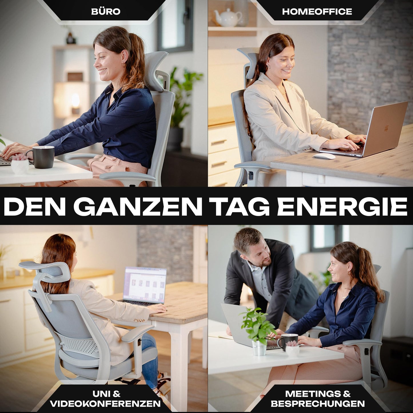 VALKENSTOL M2 office chair ergonomically designed with individually adjustable armrests and headrest for maximum freedom of movement - comfortable desk chair for office and home office.