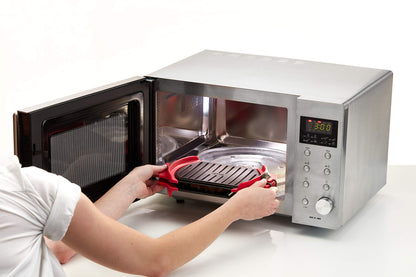 Lékué Microwave Grill, microwave grill, steel, red and black, 25.2 x 14.8 cm