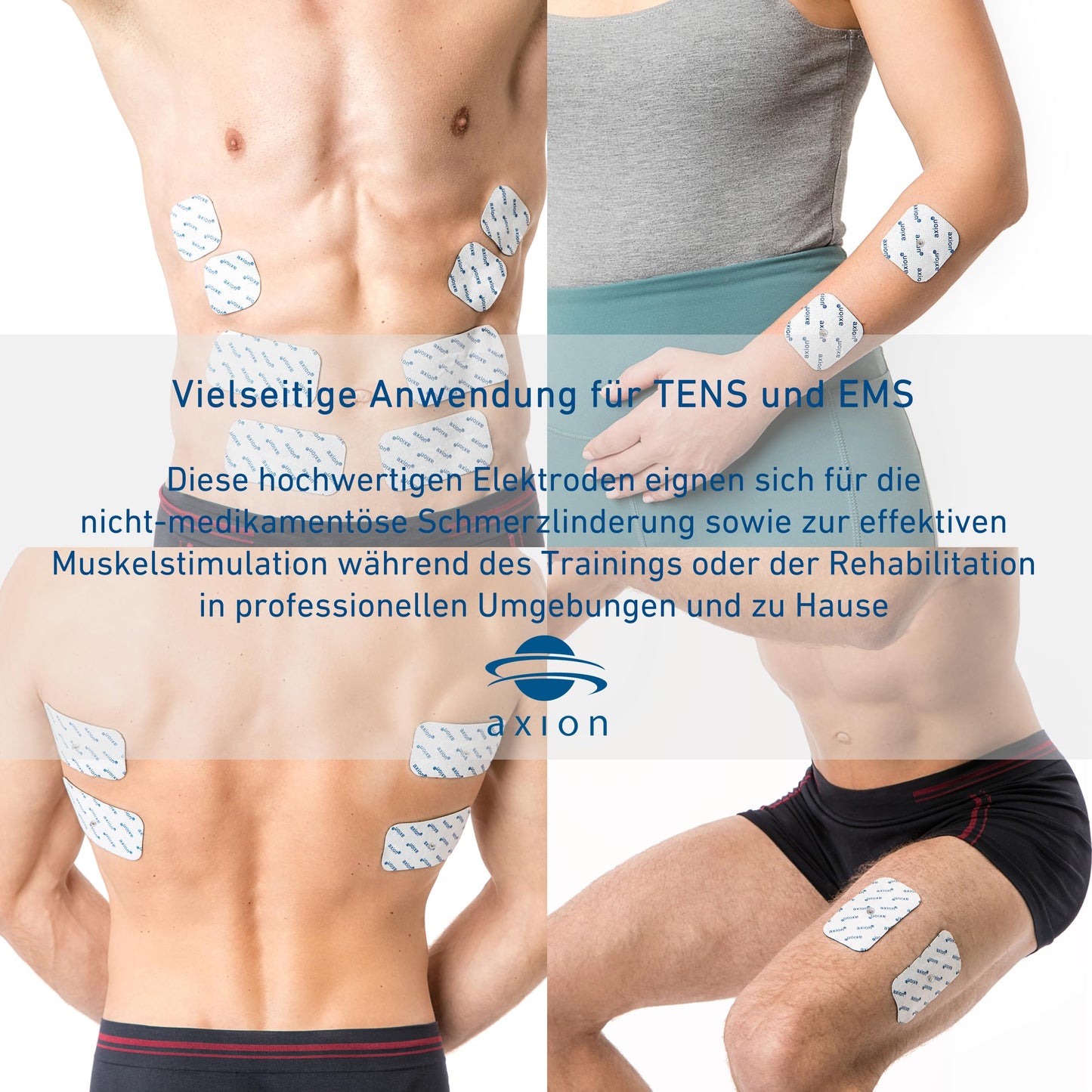 12-piece assorted set of TENS EMS electrode pads with snap button - compatible with TENS devices & EMS trainers from Sanitas (like SEM 40,41) & Beurer (like EM 40,41) | Reusable | certified medical product axion