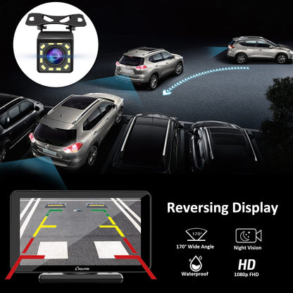 Carpuride Wireless Carplay & Android Auto, 7-inch touchscreen digital media car radio receiver, portable car radio with backup camera, mirror link, Bluetooth, GPS, AUX, FM