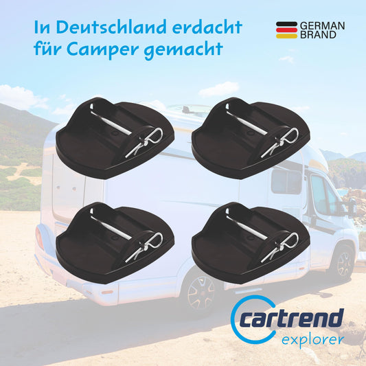 Cartrend support plates with metal bolts, suitable for all common caravan models, camping accessories, 4 pieces (LxWxH): 180 mm * 140 mm * 45 mm.