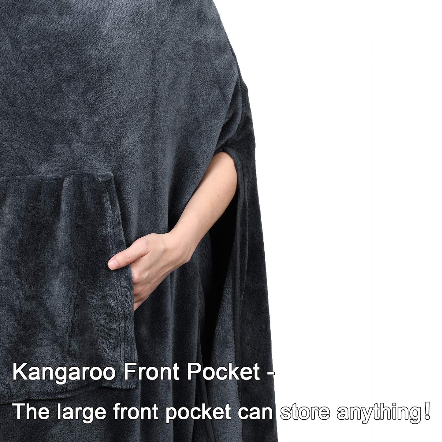 Catalonia Classy Wearable Poncho Blanket Snuggle Wrap Cozy Warm Long Wearable Fleece Blanket with Front Pocket Winter Gifts for Adult Women Men