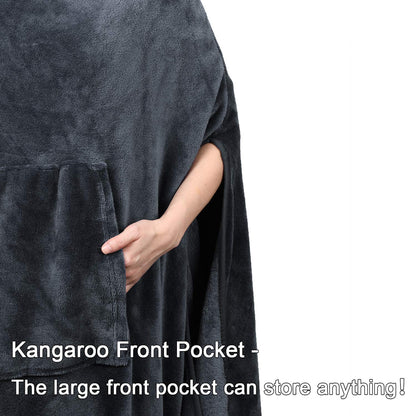 Catalonia Classy Wearable Poncho Blanket Snuggle Wrap Cozy Warm Long Wearable Fleece Blanket with Front Pocket Winter Gifts for Adult Women Men