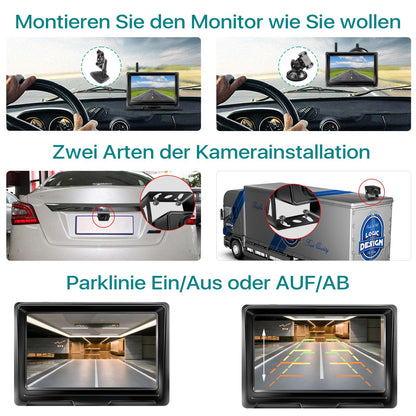 GREENAUTO Wireless Backup Camera, AHD 1080P wireless backup camera with IPS 5 inch Car Monitor Backup Camera System for car, truck, RV, trailer, camper, van
