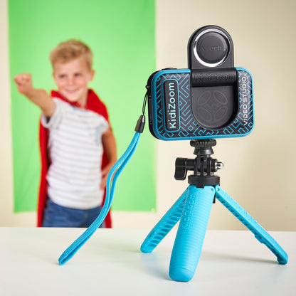 Vtech Kidizoom Video Studio HD blue - Children's camera with greenscreen, tripod, effects, selfie lens, and much more - For children aged 5-12 years.