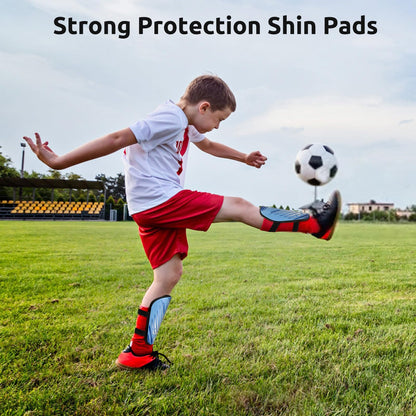 Shin Guards for Kids Soccer Shin Pads - Soccer Gear with Adjustable Velcro Straps - Lightweight Durable Non-Slip Suitable for Boys and Girls Ages 2-18 - Blue L