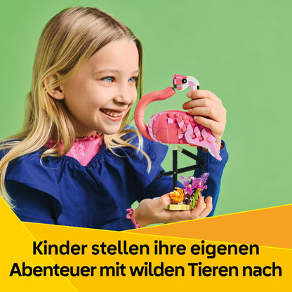 LEGO Creator 3in1 Wild Animals: Pink Flamingo - rebuild into a Cockatoo minifigure or an Axolotl - Creative toy - Birthday gift for girls and boys ages 8+ - 31170