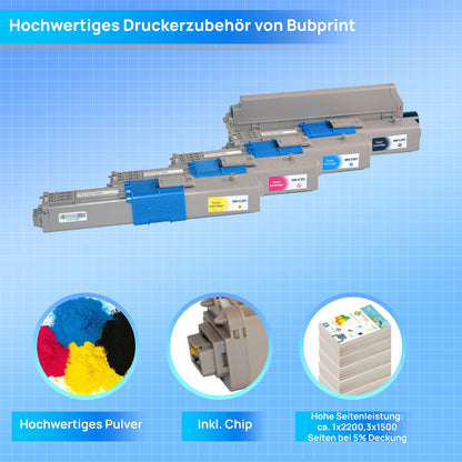 Bubprint 4 Toner compatible as replacement for Oki C301 C301DN C321 C321DN MC332 MC332DN MC340 MC342 MC342DN MC342DNW - 44973536 44973535 44973534 44973533 Set