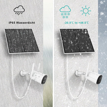 5W solar panel for surveillance camera, camera solar module for DC 5V outdoor battery camera, with micro-USB connection, USB-C adapter, adjustable bracket, 9.8ft cable, 1 pack.