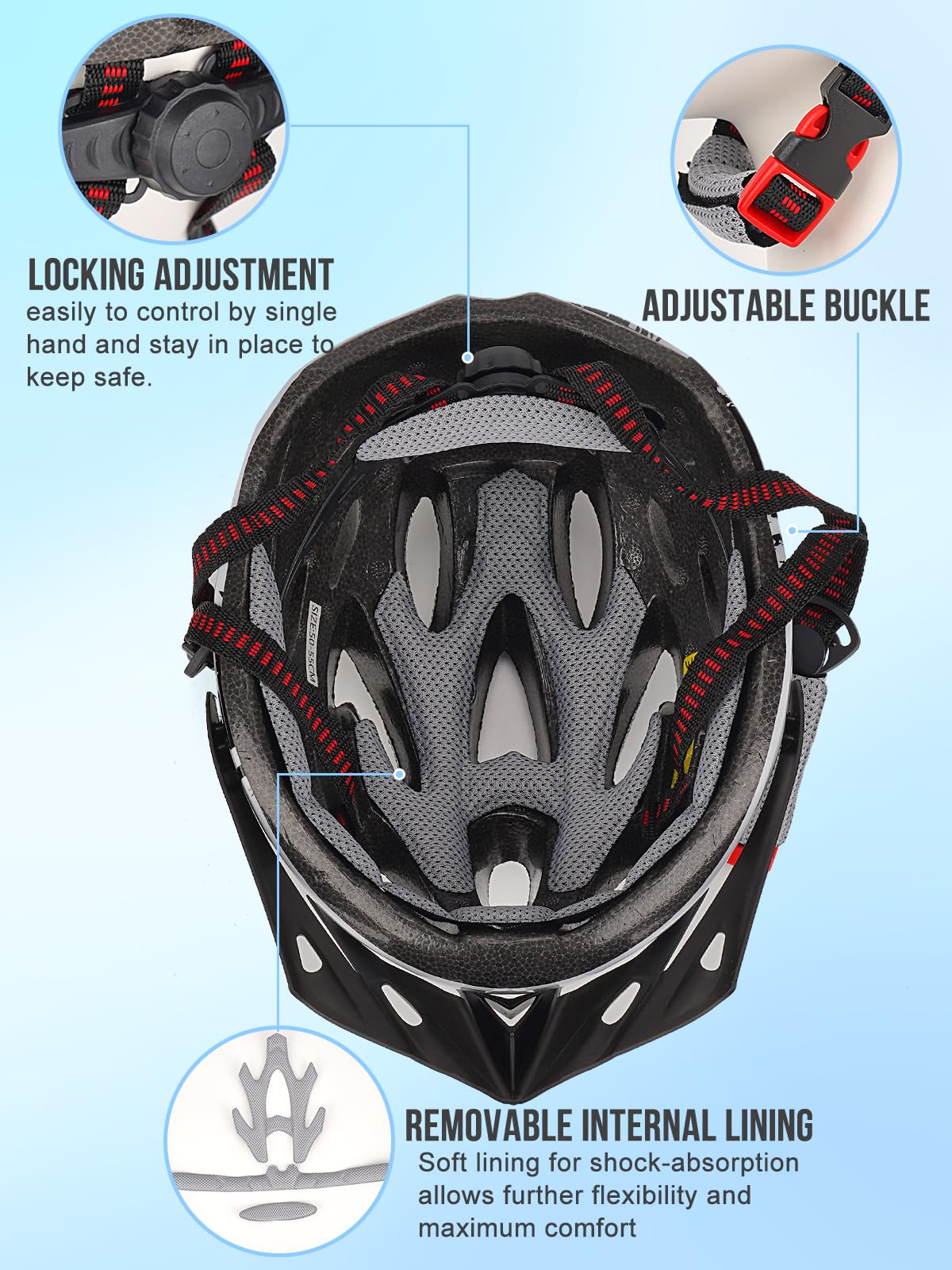 Kids bike helmet, Adjustable helmet for boys and girls aged 3-15, Multi-sport helmet (50-59cm), Safety helmet for biking, scooting, skating (White, S: 50-55cm)