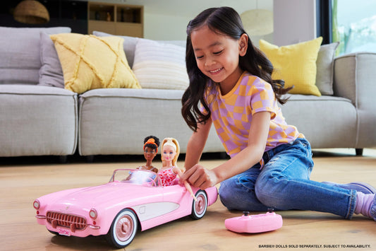 Hot Wheels Remote Control Car, R/C Barbie Corvette - remote controlled vehicle, 1956 Corvette Stingray, 2.4 GHz frequency, up to 8 km/h speed, fits 2 Barbie dolls, HPW40