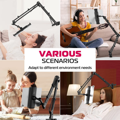 ULANZI Tablet Holder for Bed & Desk - 360° Rotatable Universal Mount with Spring Technology for iPads, Tablets, Phones or other devices with 4.6 to 12.9 inches, Strong Clamp Arm up to 1.2 kg.