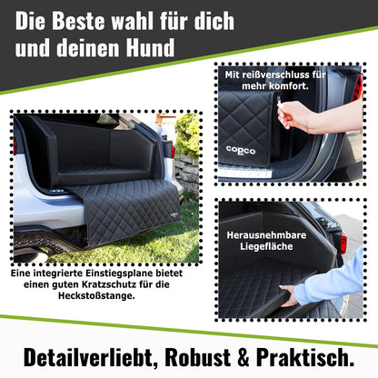CopcoPet - Travel Bed dog bed for trunk 90x55x38cm faux leather - trunk protection dog water-repellent & scratch-resistant - dog bed car non-slip & sturdy with protective cover - travel bed dog Mocca