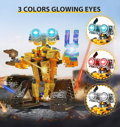 Sillbird Technology Robot Kids Building Toy, Programmable Robot Kit, Remote Control Robot with Light and Sound, 360° Rotation, STEM Building Toy Boys Gift for 8-12 Year Old Boys.