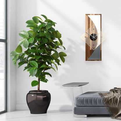 Creative Feather Designer WALL CLOCK "Silvermoon" made of smoked oak wood with a modern metallic look (silent quartz movement, smoked oak)
