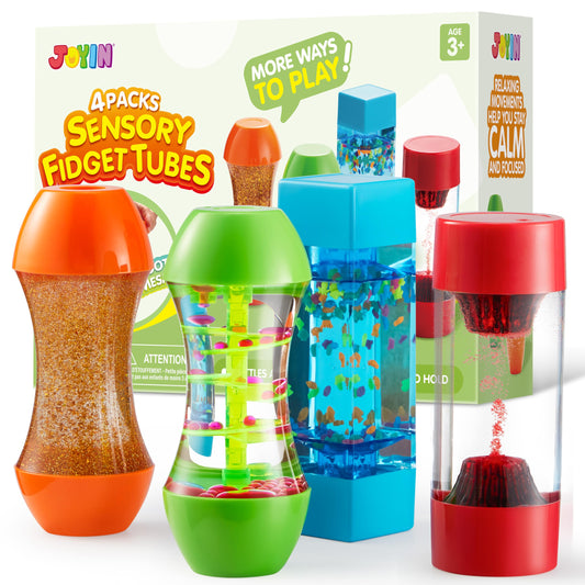 JOYIN 4-Piece Liquid Motion Bubbler Timer, Intellectual Decompression Sensory Toy, Squeeze Toy, Kids Emotional Learning Aid, Stress Relief Toy 3+, Gift for Children
