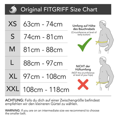 FITGRIFF® Weight Lifting Belt V1 - Fitness belt for bodybuilding, strength training, weightlifting - Training belt for women and men (Black, 81cm - 88cm waist size (Medium))