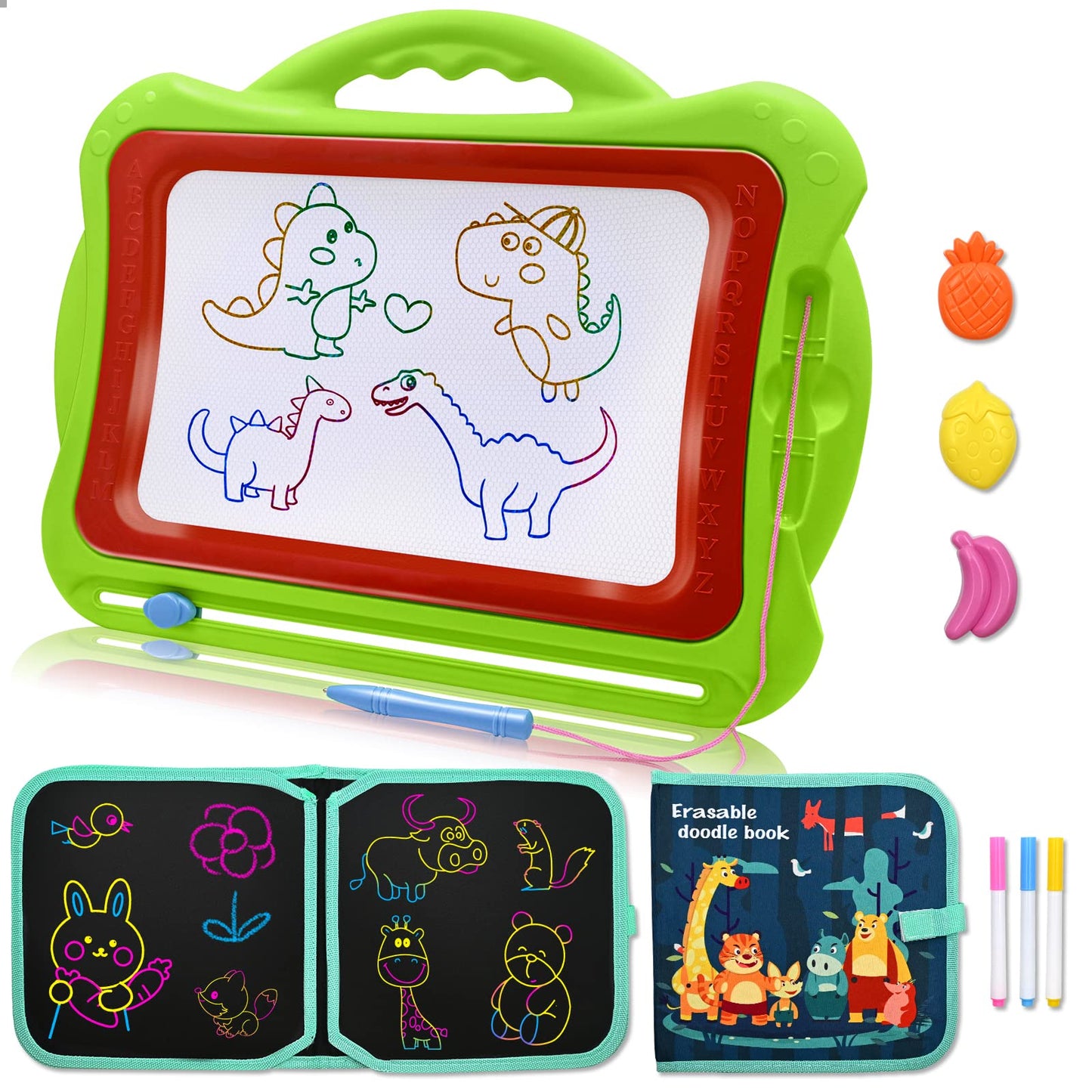Magic chalkboard for kids, large, magnetic, creative toy for girls and boys, 3 years, graffiti, magnetic, multicolor, wipeable, learning gift for toddlers.