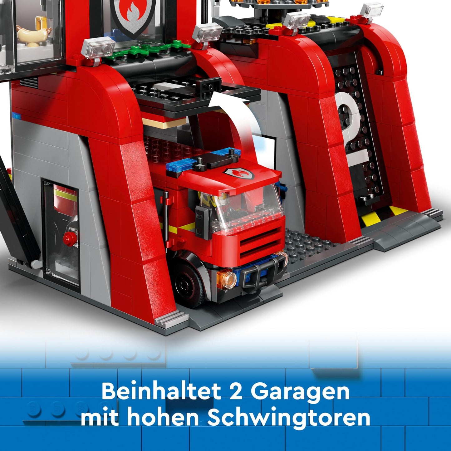 LEGO City Fire Station with Ladder Truck, fire brigade toy with fire station and fire truck, birthday gift for kids aged 6+, set includes dog and 5 minifigures 60414