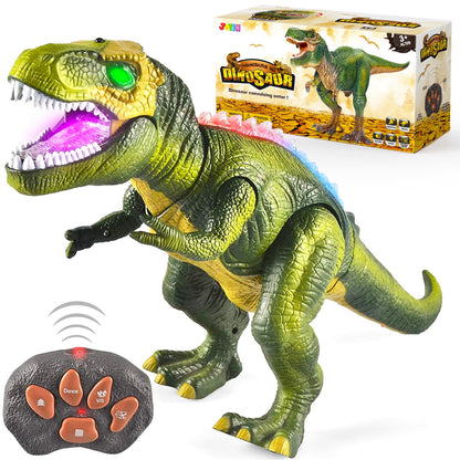 JOYIN Kids LED Remote Control Dinosaur Toy, Electronic T-Rex Dino Toy with Walking, Roaring, Light-up Eyes, and Head Shaking for Toddler Boys Girls.