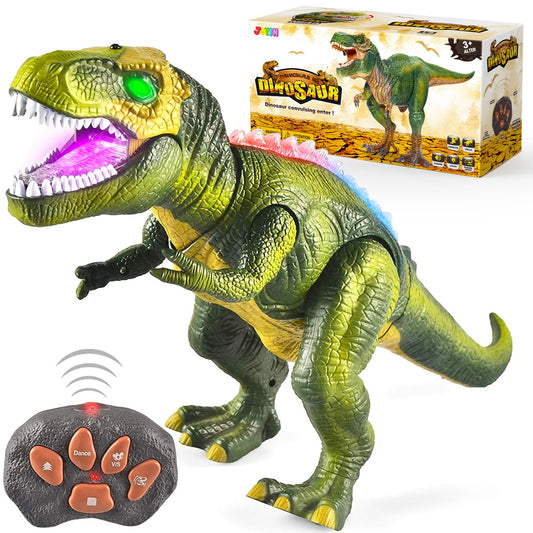 JOYIN Kids LED Remote Control Dinosaur Toy, Electronic T-Rex Dino Toy with Walking, Roaring, Light-up Eyes, and Head Shaking for Toddler Boys Girls.