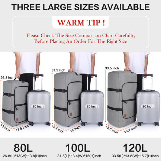 Vogshow travel bag large foldable 100L, weekender overnight bag duffel waterproof sports bag with shoe compartment for men and women