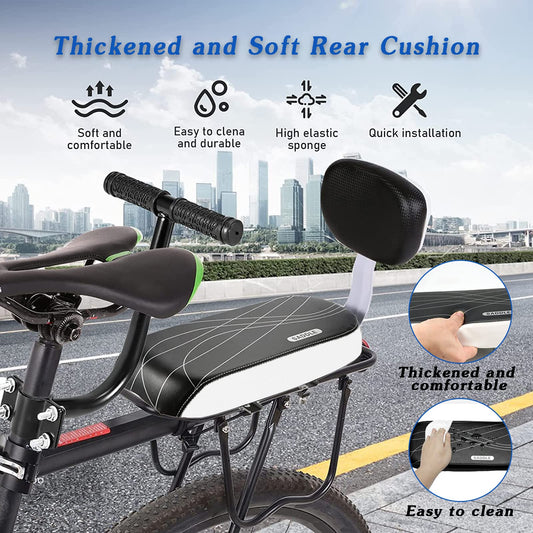 Auvstar Kids Safety Bicycle Rear Seat Accessory Set, Rear Seat Cushion Armrest Footrest Set for Girls/Boys/Children.