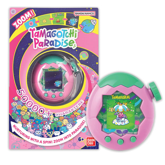 Bandai - Tamagotchi Heaven Earth - Virtual pet to care for - Tamagotchi interactive toy in German, Zoom - Earth model in pink and green - Toy for kids ages 6 and up - 43421