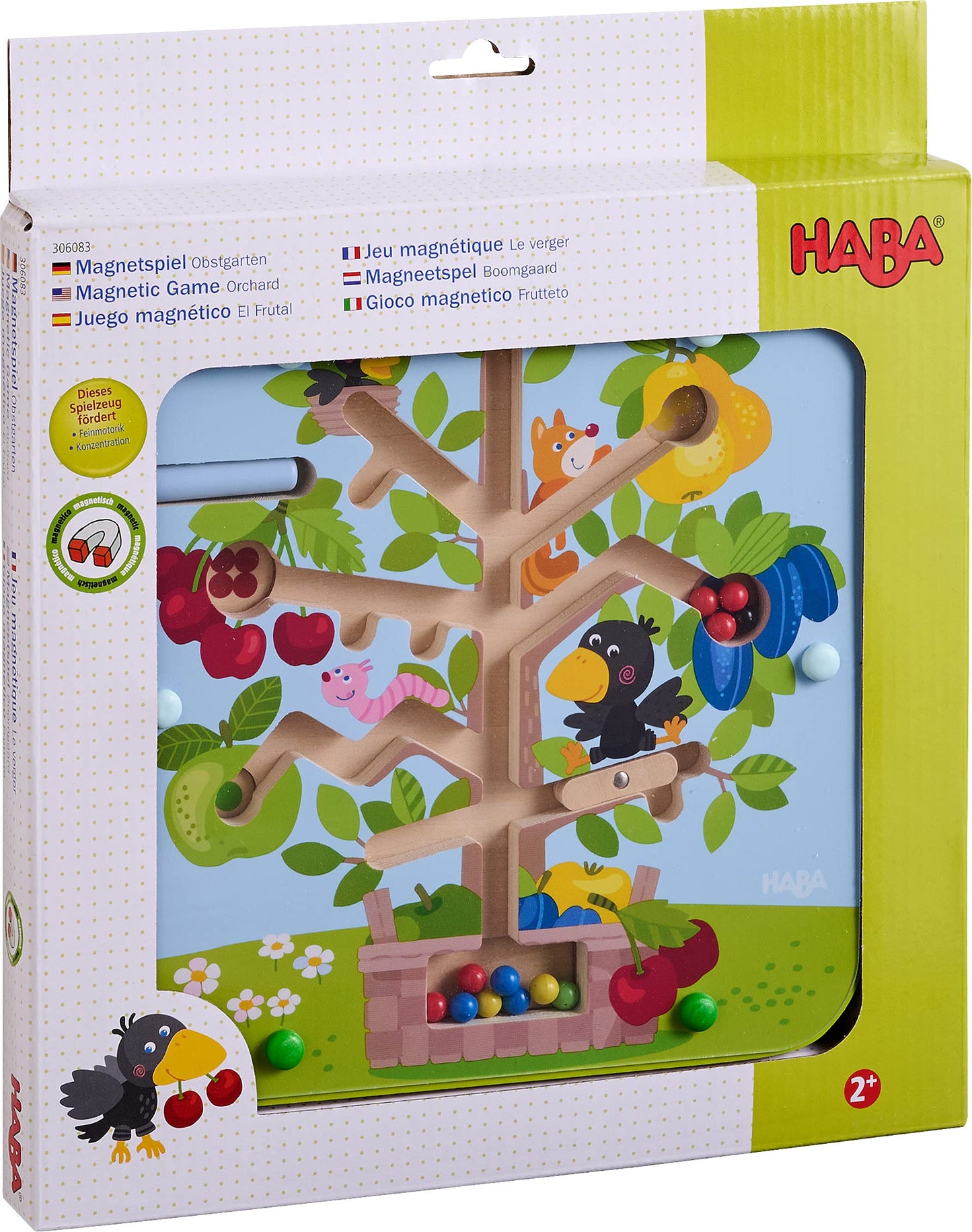 HABA 301056 - Magnetic Game City Labyrinth, educational wooden toy for children from 2 years, trains logic and fine motor skills & 306083 - Magnetic Game Orchard, motor skills game