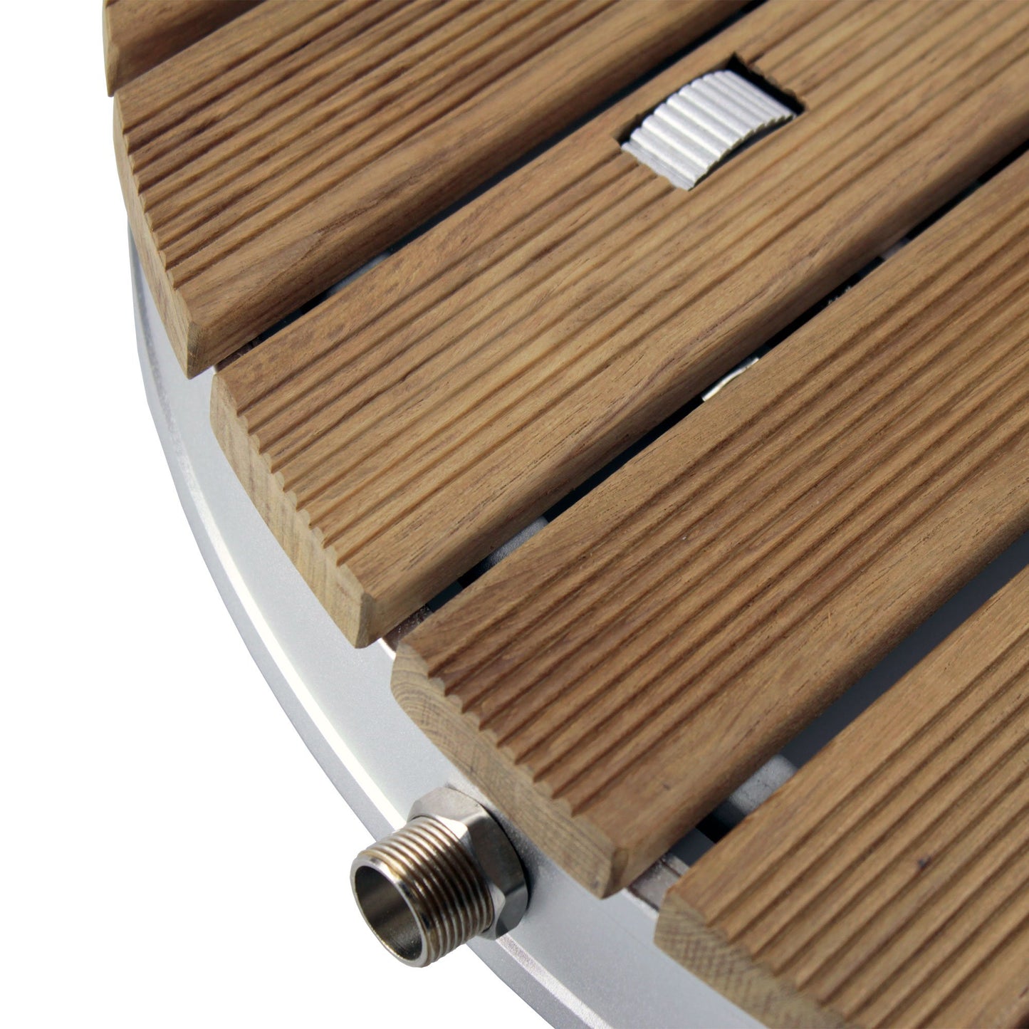 @tec Garden Shower Outdoor shower made of solid teak wood, Mobile floor shower for camping, Sauna & pool shower round with base plate for the garden, Outdoor Shower