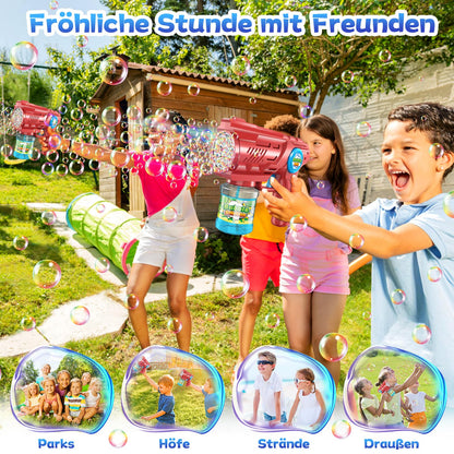 Bubble gun kids bubble machine bubble machine: LED light bubbles electric with 100 ML tank blue automatic bubbles maker for kids shooter party toy (pink)